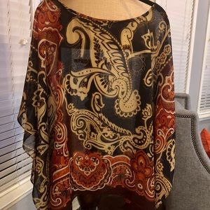 Susan Graver paisley print handkerchief Blouse